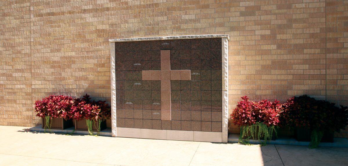 Exterior Custom Wall Columbaria Raised Cross - Church
