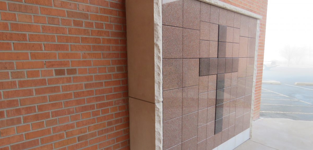 Exterior Custom Wall Columbaria Raised Cross - Church