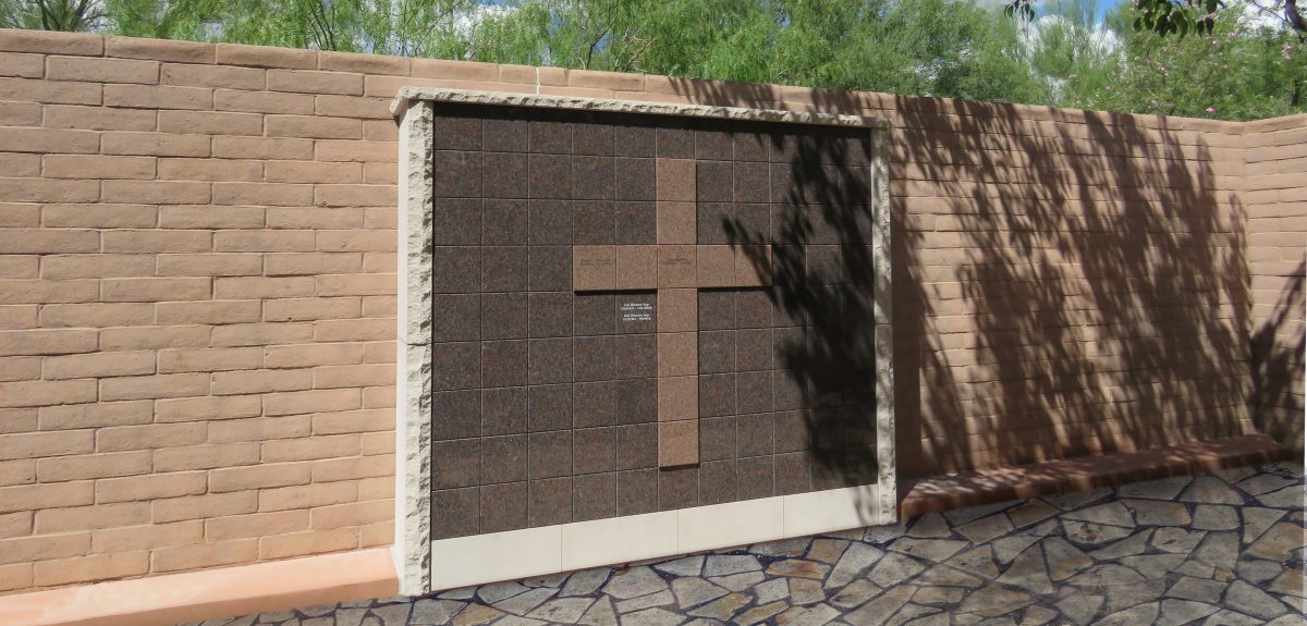 Exterior Custom Wall Columbaria Raised Cross - Church